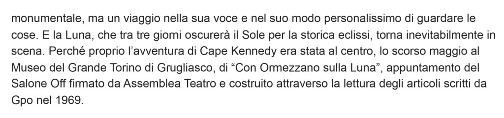 In ricordo di Gpo tra Cape Kennedy e la Bela Rosin
